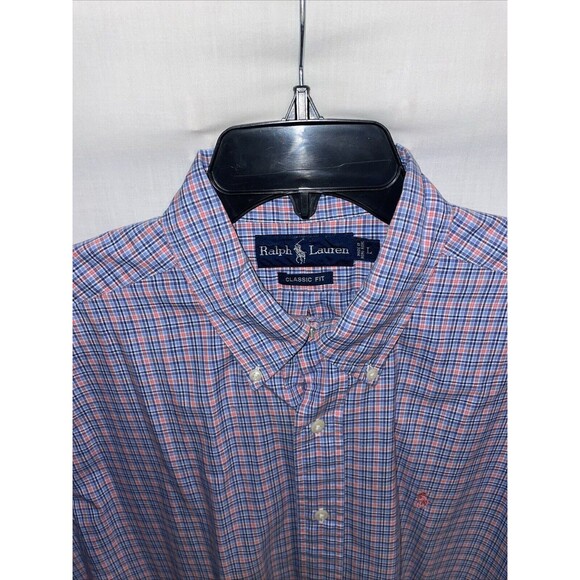 Polo Ralph Lauren Men’s Dress Shirt Size Large Blue Pink Striped Business Formal - Picture 3 of 12